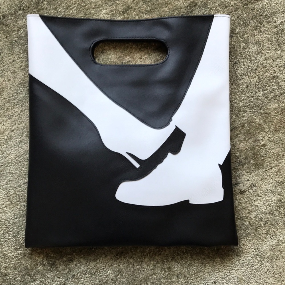 Trans Version shoe graphic clutch bag